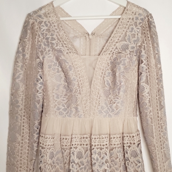 BCBGMaxAzria Pia Long Sleeve Lace Dress - Pink - Picture 2 of 16